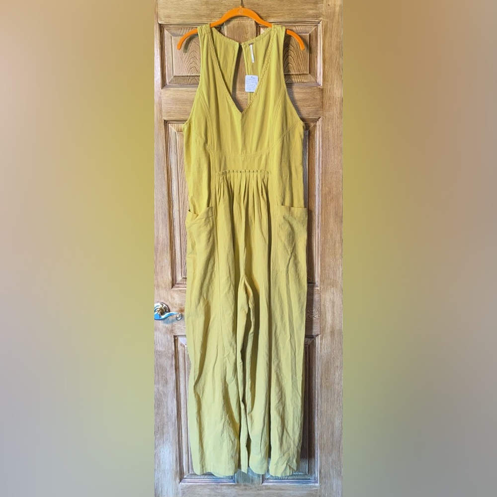 Free People XL Yellow/Golden wide leg Romper new with tags